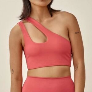 Reformation Simone EcoMove Coral Pink Asymmetrical Cut Out Sports Bra